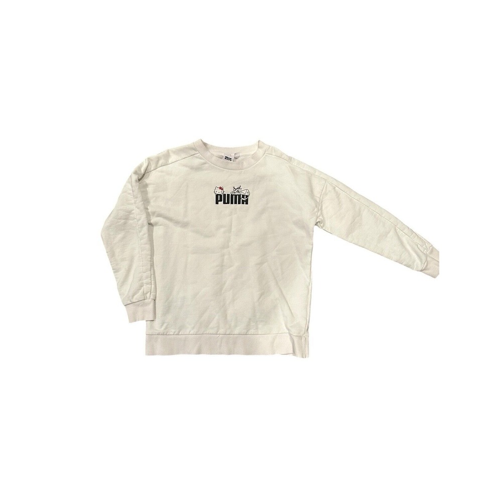 Puma x Hello Kitty Crew Puma White Fleece Sweater Limited Edition Womens Small